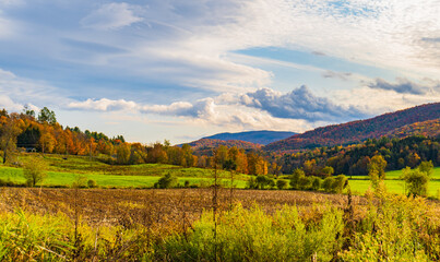 autumn landscape of Vermont farmland
