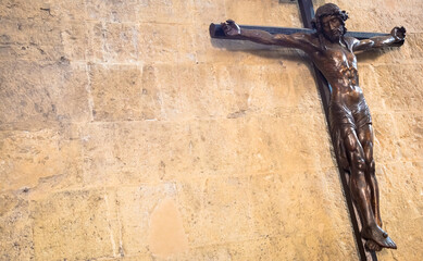 Crucifix with Jesus Christ, Christian symbol of resurrection and salvation