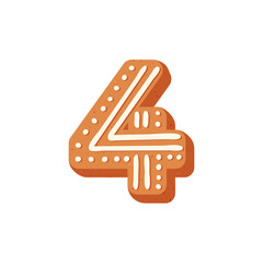 Traditional Christmas gingerbread cookie in the shape of number 