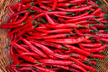 red hot chili peppers in a basket