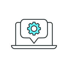 Laptop And Gear, Cogwheel Icon, Development, Settings Vector
