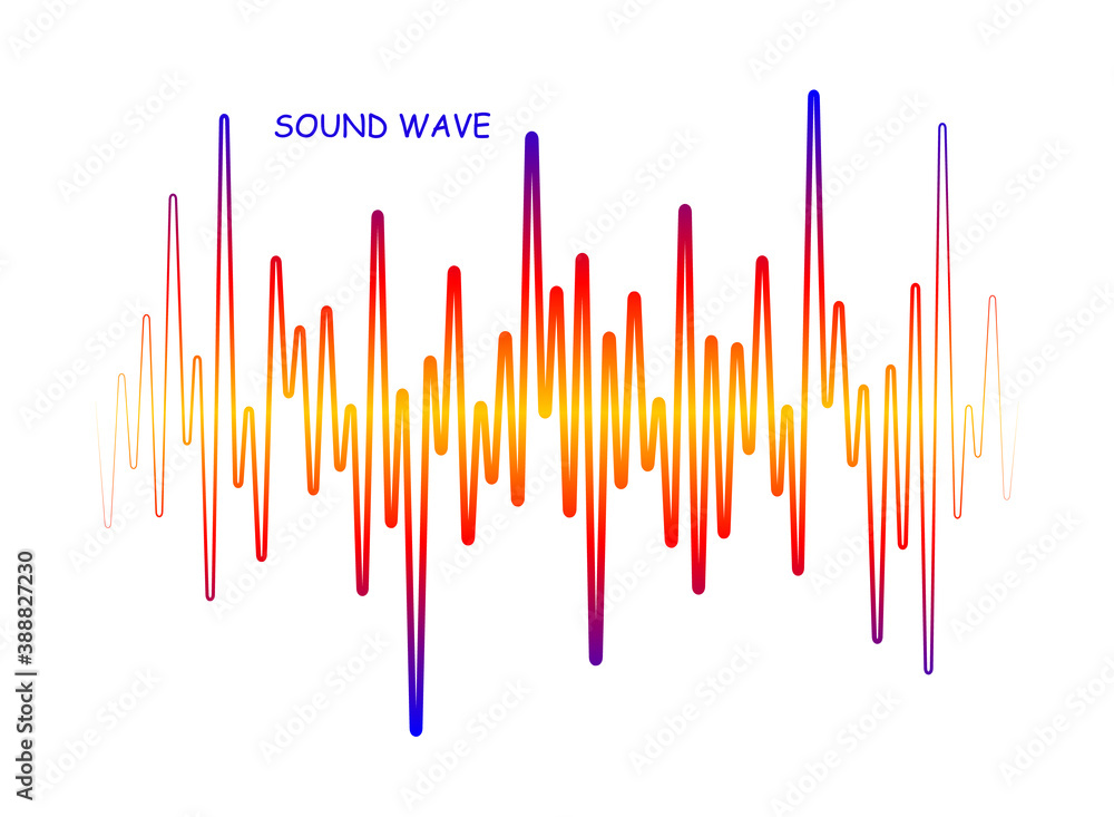 Poster colorful sound wave on white background. vector pulse music player equalizer. audio dynamic signal