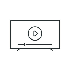 Play Video, Player On Tv Screen Vector Icon