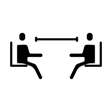 Persons Seated With Social Distance Silhouette Style Icon