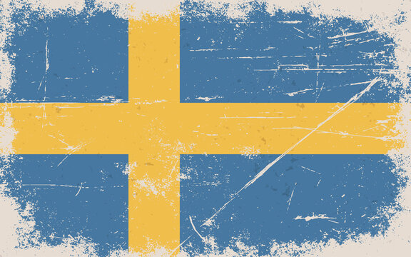 Vintage flag of Kingdom of Sweden