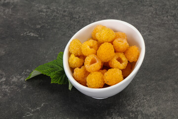 Sweet ripe tasty yellow raspberry