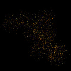 The texture of golden sand on a black background. Vector illustration