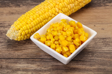 Young corn seeds in the bowl