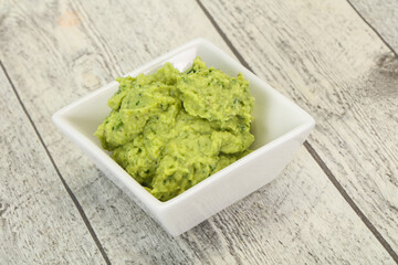 Avocado guacamole sauce with chili pepper