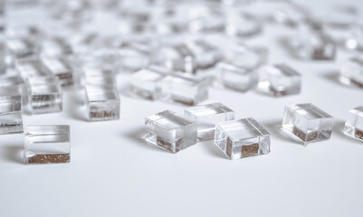 abstract plastic parallelepipedic shapes on a white background