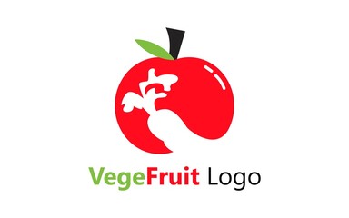 VegeFruit Logo, Apple and carrot healthy symbol, nature design vector