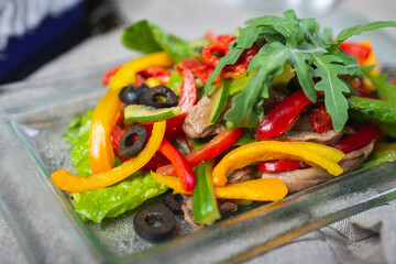 Fresh salad from chopped vegetables.