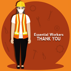 Laborer picture thank you essentials workers orange- Vector