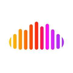 Obraz premium Cloud download music icon. Music streaming service, sound cloud computing, online media streaming, audio library cloud, Musical note. Play online song icon