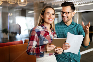 Business people friends discussing brainstorming ideas at meeting