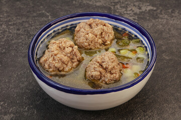 Soup with vegetables and meat balls