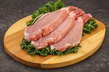 Raw pork steak for cooking
