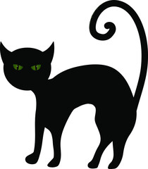 Black cat with tail raised up.