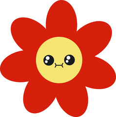 red cartoon flower with cute face vector illustration