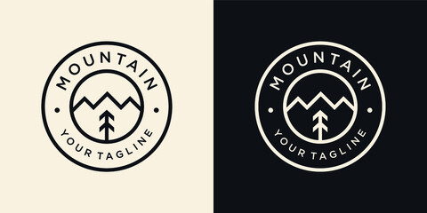 Hipster mountain logo design
