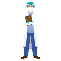 Isolated Man Support hero doctor white icon - Vector