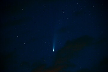 Fototapeta na wymiar Komet Nonwise am Himmel. Sterne mit Komet. Sternbilder am Himmel