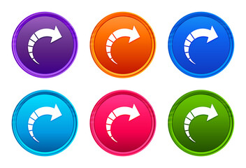 Next arrow icon luxury bright round button set 6 color vector