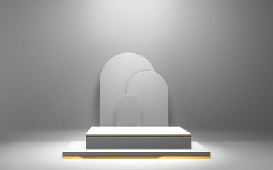 Abstract podium show cosmetic product geometric in white background.3D rendering