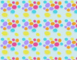 Abstract seamless pattern with colored circles on blue background, vector image for wallpaper, textile pattern, wrapper