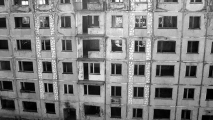 black and white shots abandoned places in Russia
