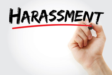 Harassment text with marker, concept background