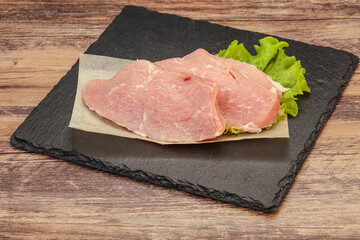 Raw pork steak for cooking