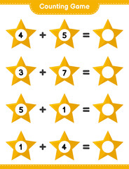 Counting game, count the number of Stars and write the result. Educational children game, printable worksheet, vector illustration