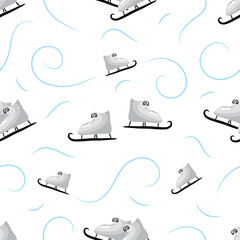 Seamless pattern with figure skates. Flat cartoon illustration.