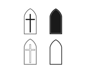 Fototapeta premium Church Window, Gothic windows, Church Window Symbol Icon Design. Gothic Window frames line icon set. Vector illustration. Window Icon 