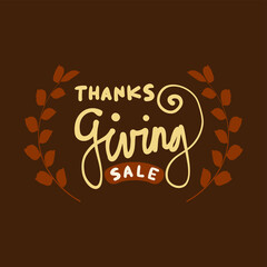 Happy thanksgiving day background with lettering and illustrations.