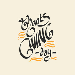 Happy thanksgiving day background with lettering and illustrations.