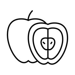 icon of apple and half, line style