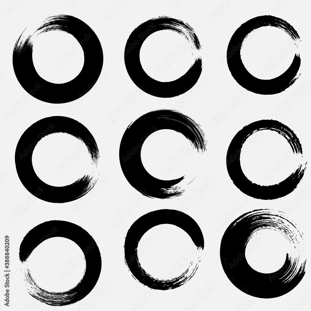 Poster grunge vector circles. brush strokes set. grunge round shapes. vector illustration.