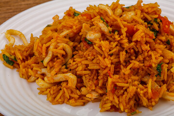 Asian cuisine - fried rice with prawn
