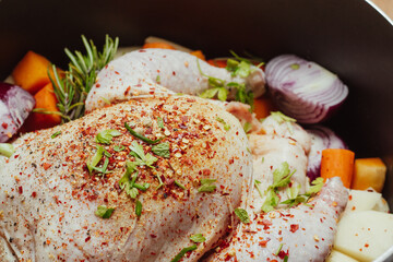 Fresh ingredients for a hearty chicken soup or stew