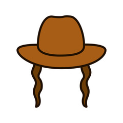 jewish hat icon, line and fill style