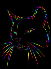 Mosaic of a serious cat's head