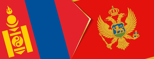 Mongolia and Montenegro flags, two vector flags.