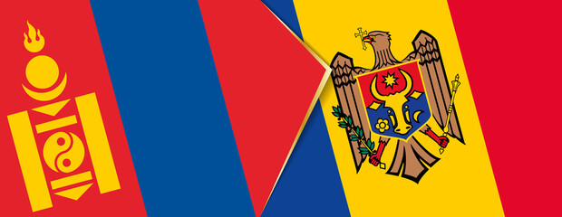 Mongolia and Moldova flags, two vector flags.