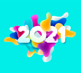New year 2021. 3D colorful design