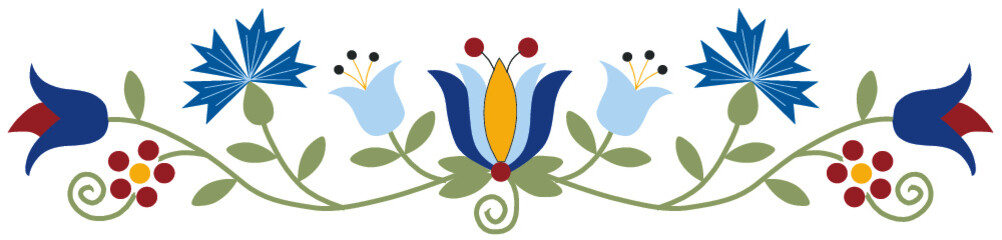 Kashubian flower design folk art pattern floral Polish Poland colorful  border
