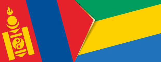 Mongolia and Gabon flags, two vector flags.