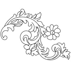 Vintage baroque ornament, corner. Retro pattern antique style acanthus. Decorative design element filigree calligraphy vector. - stock vector