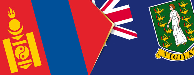 Mongolia and British Virgin Islands flags, two vector flags.